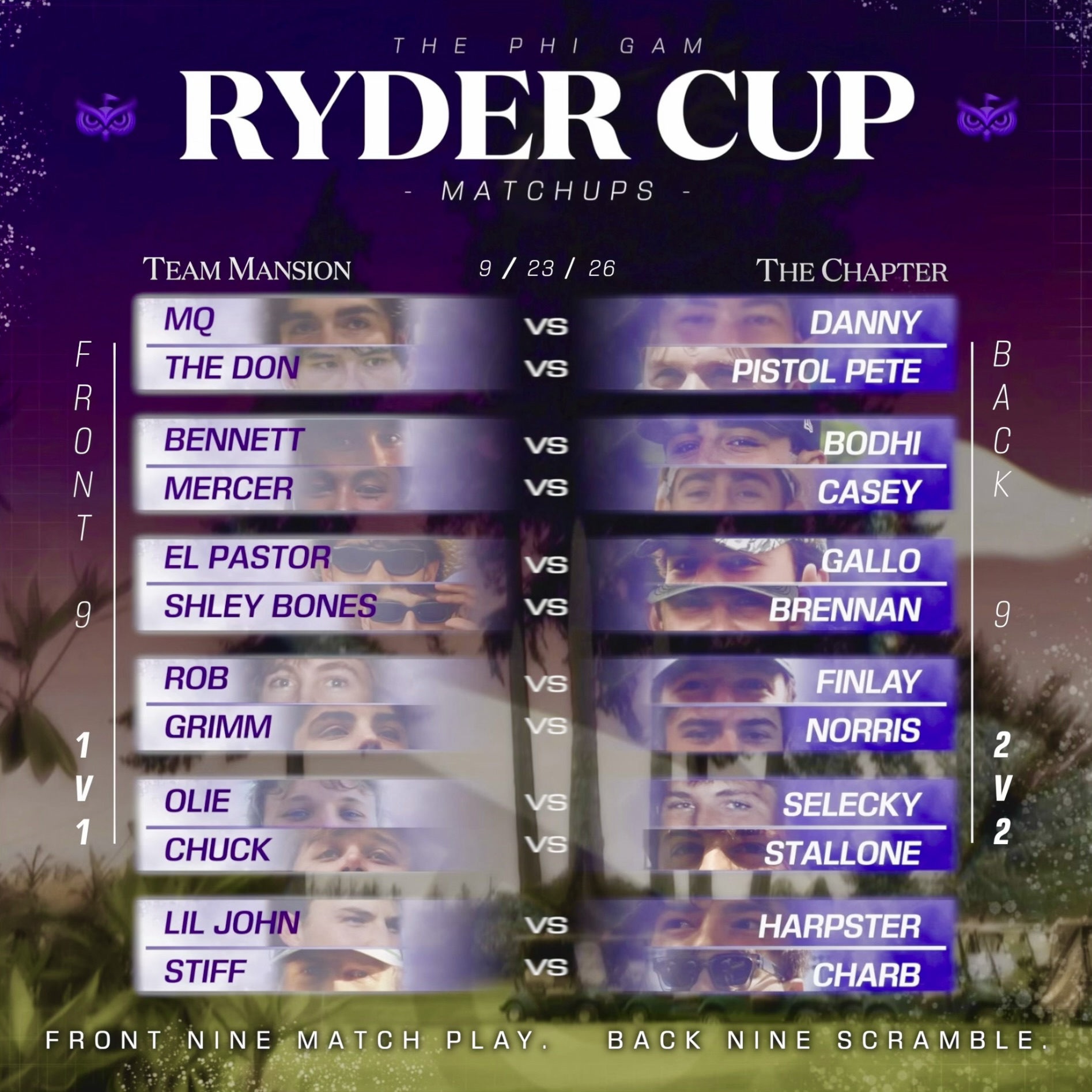 Head-to-head Ryder Cup matchups